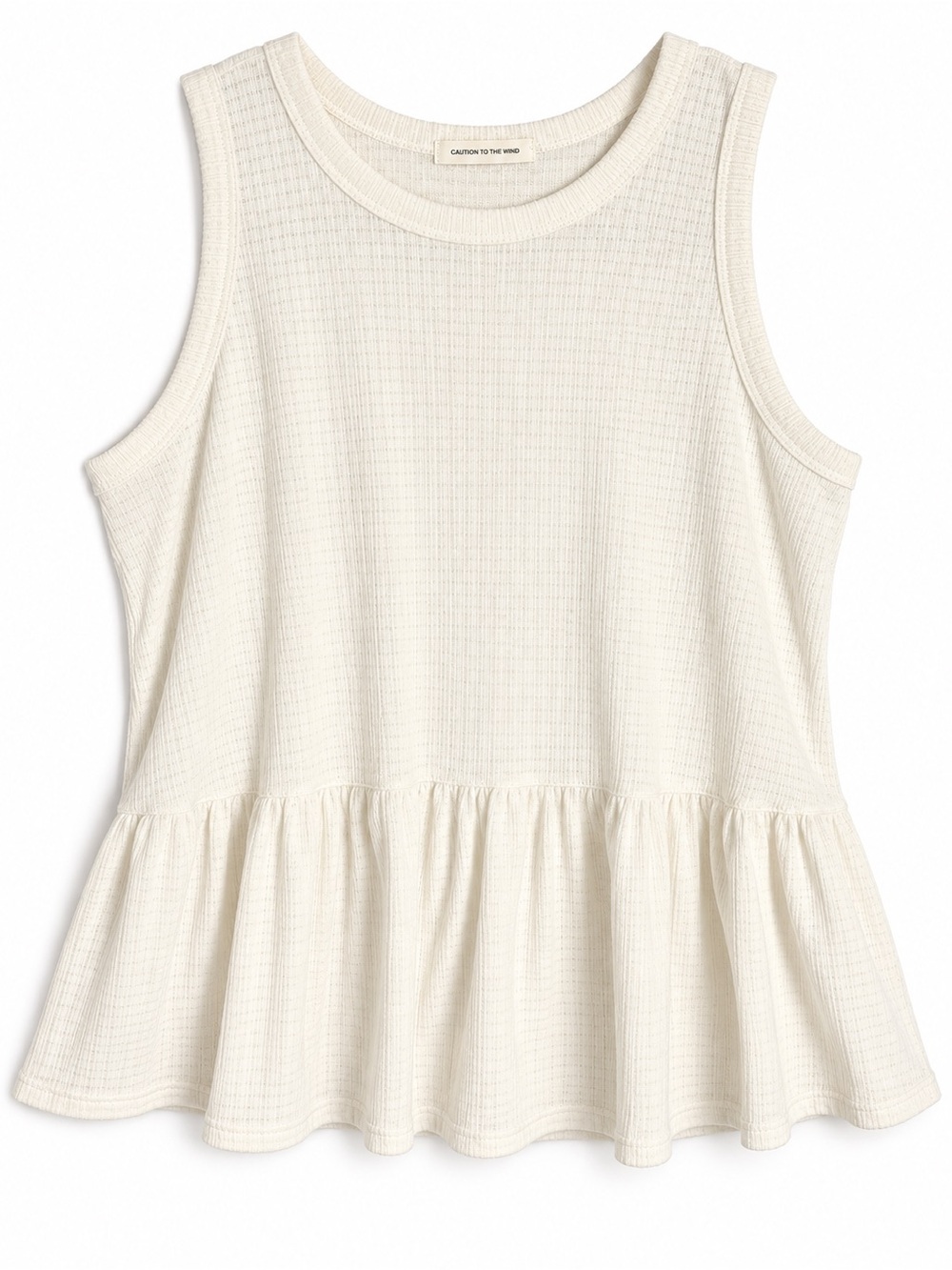 Caution to the Wind Cream Ribbed Peplum Tank Top – Women’s